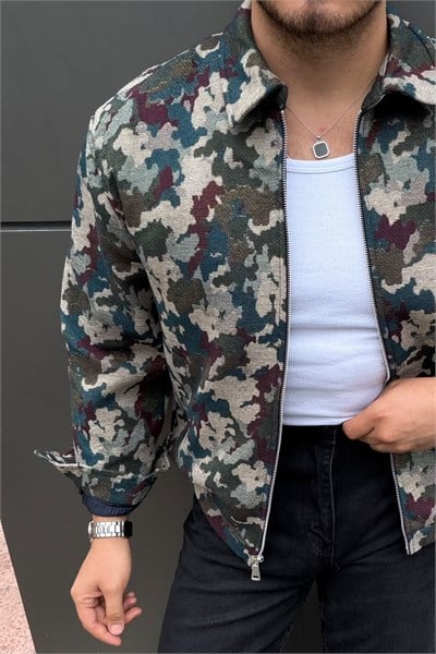 Oversize Kamuflaj Ceket Yeşil