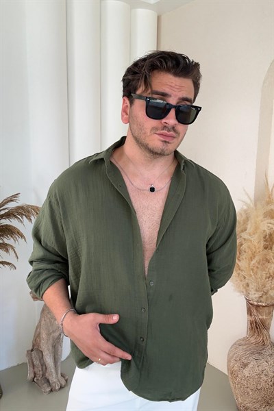 Oversize Kesim Müslin Gömlek Yeşil