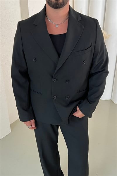 Oversize Kruzve Takım Elbise Siyah