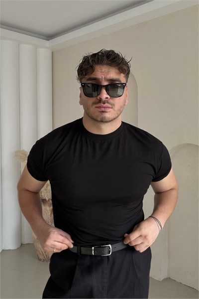 Oys Kumaş Kol Lastikli Basic Tişört Siyah