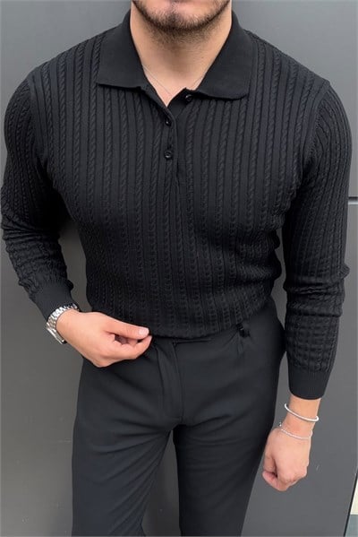 Polo Yaka SLimfit Kazak Siyah