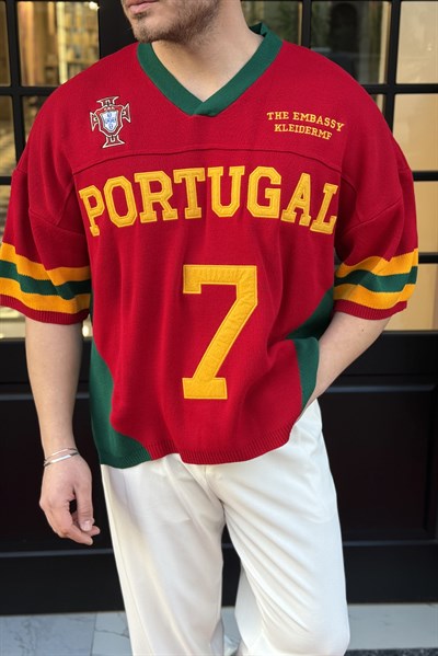 PORTUGAL Fakir Kol Triko Tshirt Bordo