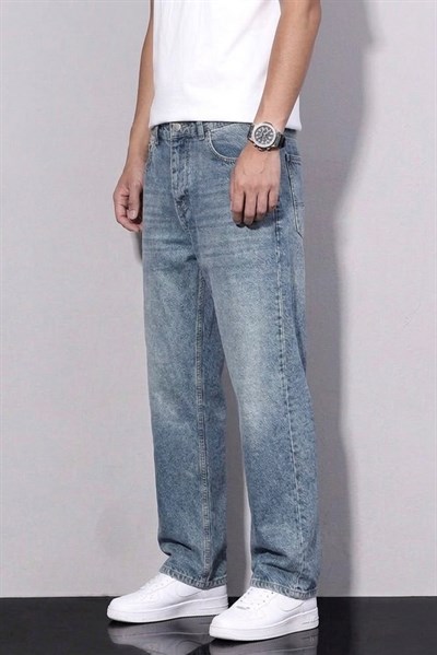 Regular Kesim Baggy Jean Koyu Mavi
