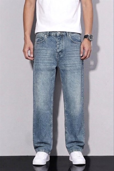 Regular Kesim Baggy Jean Koyu Mavi