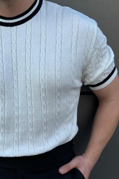 Renk Detay Oversize Triko Tshirt Beyaz