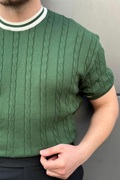 Renk Detay Oversize Triko Tshirt Zümrüt Yeşili