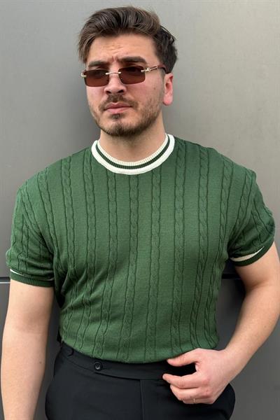 Renk Detay Oversize Triko Tshirt Zümrüt Yeşili