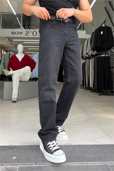 Yıkamalı Baggy Jean Pantolon Siyah
