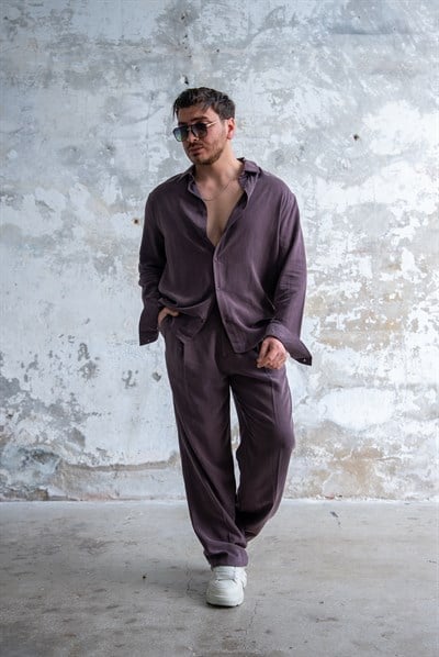 Yıkamalı Oversize Modal Takım Kahve