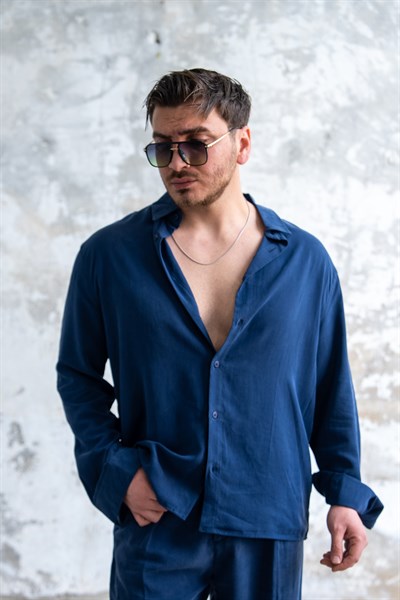 Yıkamalı Oversize Modal Takım Lacivert