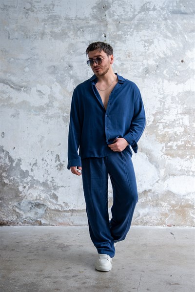 Yıkamalı Oversize Modal Takım Lacivert