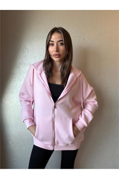 3 İplik Şardonlu Kapüşonlu Oversize Sweatshirt