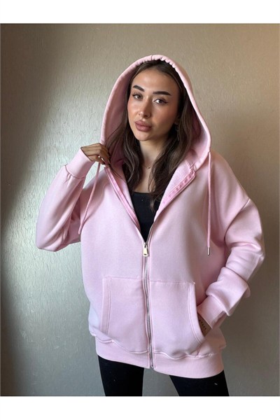 3 İplik Şardonlu Kapüşonlu Oversize Sweatshirt
