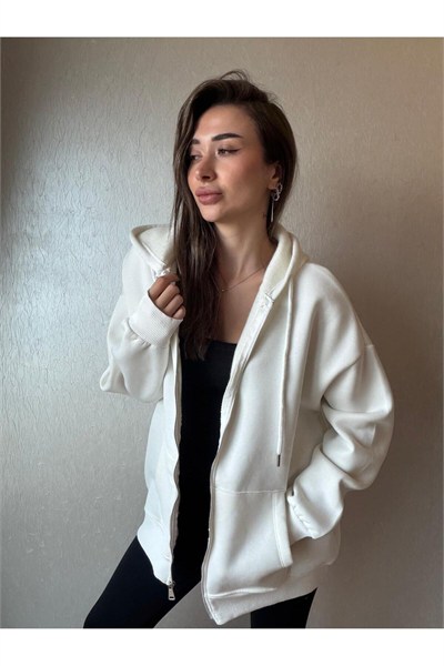 3 İplik Şardonlu Kapüşonlu Oversize Sweatshirt
