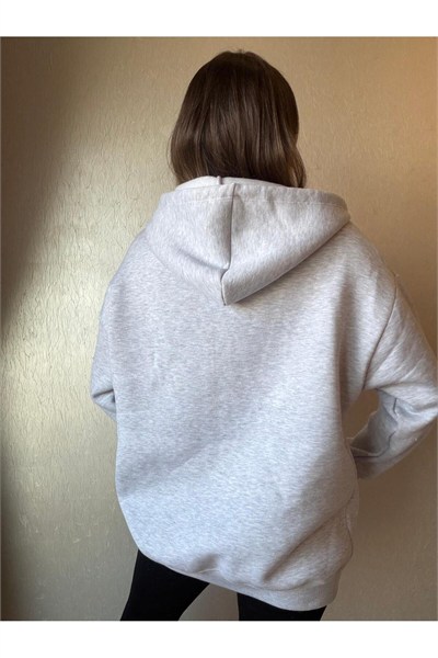 3 İplik Şardonlu Kapüşonlu Oversize Sweatshirt