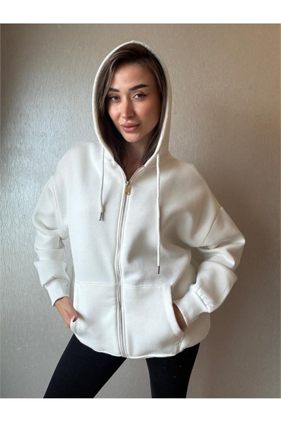 3 İplik Şardonlu Kapüşonlu Oversize Sweatshirt