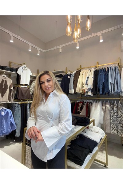 Kadın Basic Beyaz Gömlek Günlük Şık Kombinlik Modern Kesim