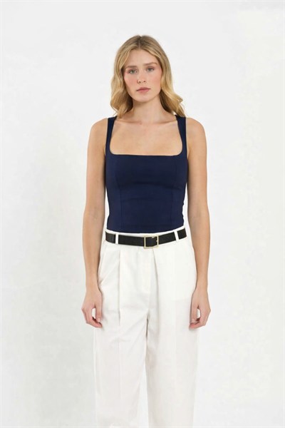 Kadın Kare Yaka Askılı Bluz