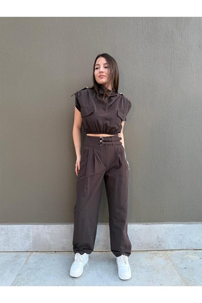 Toka Detaylı Crop Bluz