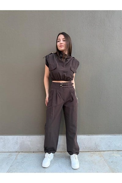 Toka Detaylı Crop Bluz