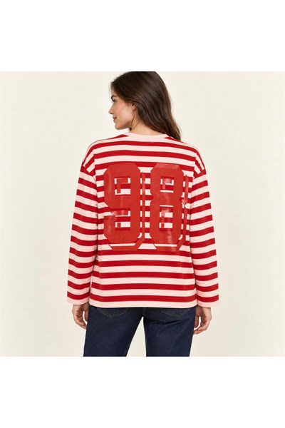 Wıid Baskılı Çizgili Sweatshirt