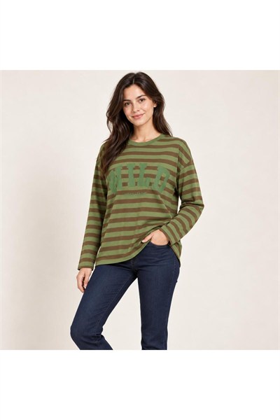 Wıid Baskılı Çizgili Sweatshirt