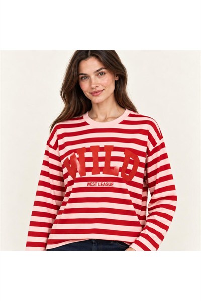 Wıid Baskılı Çizgili Sweatshirt