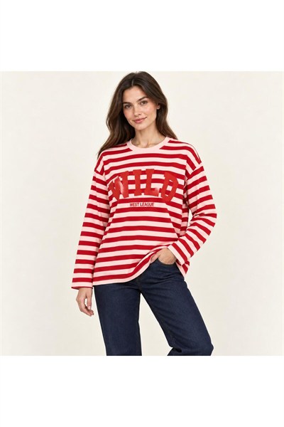 Wıid Baskılı Çizgili Sweatshirt