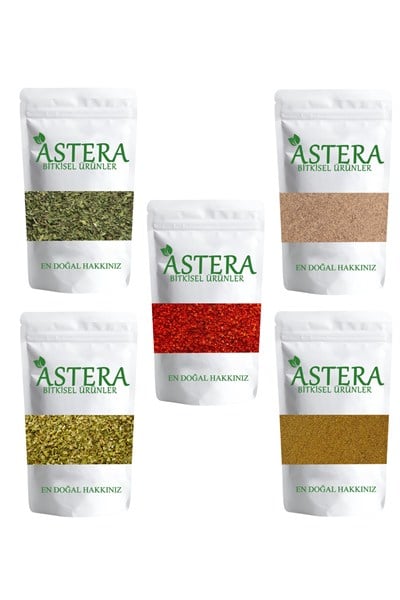 5'li Baharat Seti ( 100 Gr Pul Biber - 100 Gr Kimyon - 100 Gr Karabiber - 50 Gr Nane - 50 Gr Kekik )