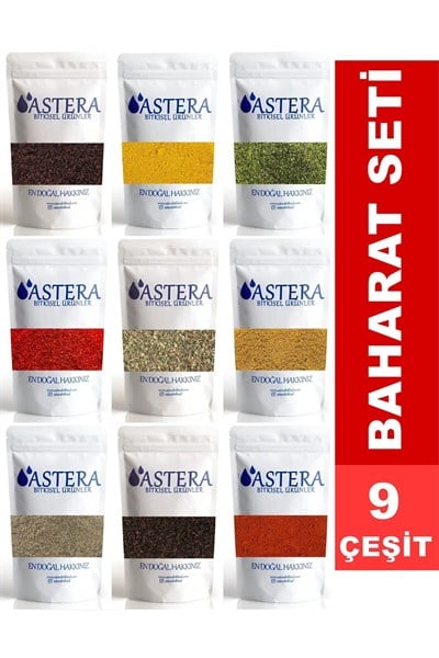 9 Çeşit Lüx Baharat Seti Sumak Köri Nane Pulbiber Kekik Kimyon Karabiber Isot Toz Biber