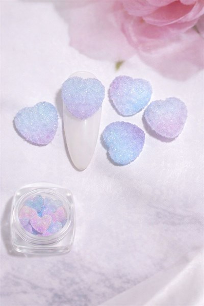 Candy Glow 3D Sugar Heart Nail Charm – Aurora Pastel No:03
