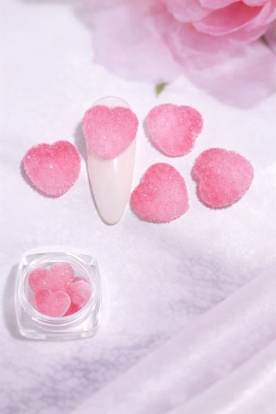 Candy Glow 3D Sugar Heart Nail Charm – Bubble Pink No:05