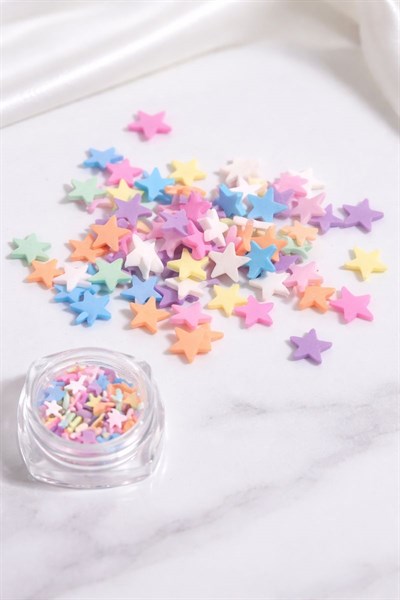 Kawaii Pastel Yıldız Nail Charm 3D Tırnak Süsü Karışık Renk No:01