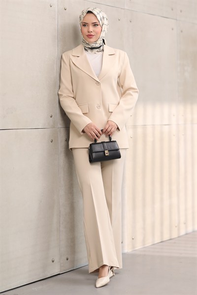 Blazer Ceket Pantolon Tesettür Takım – Klasik Kesim Şık ve Modern İkili Takım