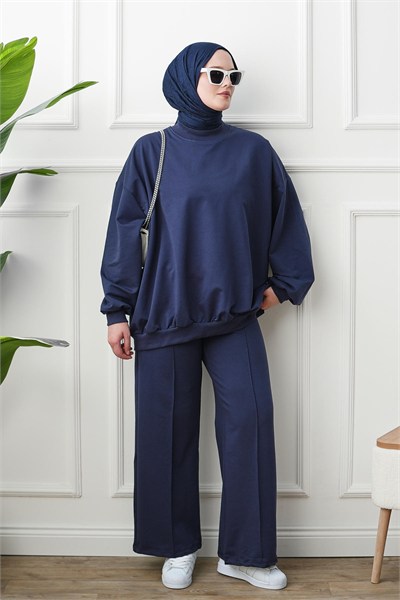 Bol Sweat Pantolon Takım - Lacivert