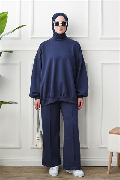 Bol Sweat Pantolon Takım - Lacivert