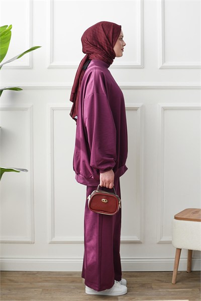 Bol Sweat Pantolon Takım - Mürdüm