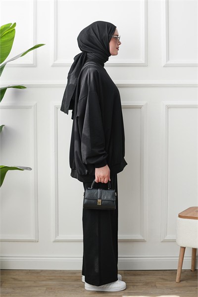 Bol Sweat Pantolon Takım - Siyah