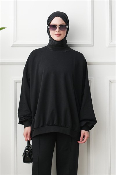 Bol Sweat Pantolon Takım - Siyah