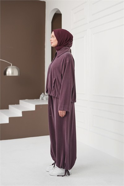 Büzgü Detaylı Pantolon Takım - Gül Kurusu