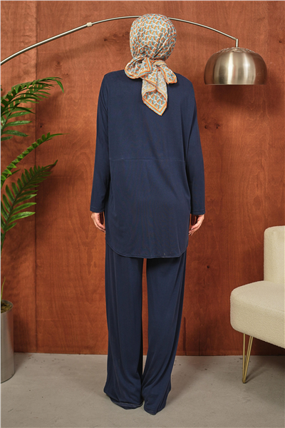 Lacivert Oversize Kesim İkili Tesettür Takım