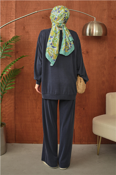 Lacivert Oversize Rahat Kesim Tesettür Takım