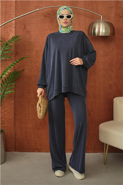 Lacivert Oversize Rahat Kesim Tesettür Takım