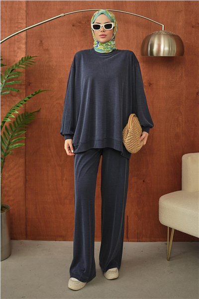 Lacivert Oversize Rahat Kesim Tesettür Takım