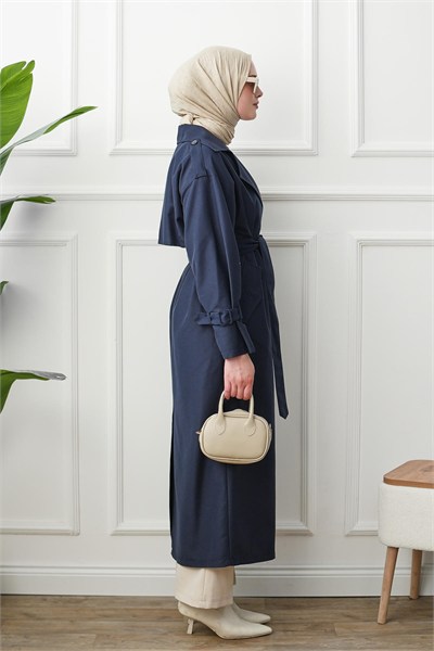 Oversize Trençkot - Lacivert