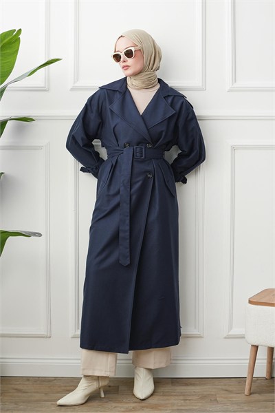 Oversize Trençkot - Lacivert