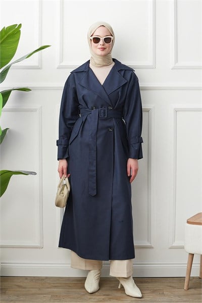 Oversize Trençkot - Lacivert