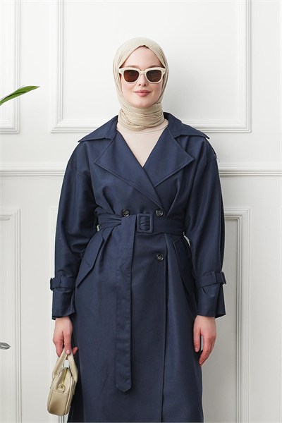 Oversize Trençkot - Lacivert