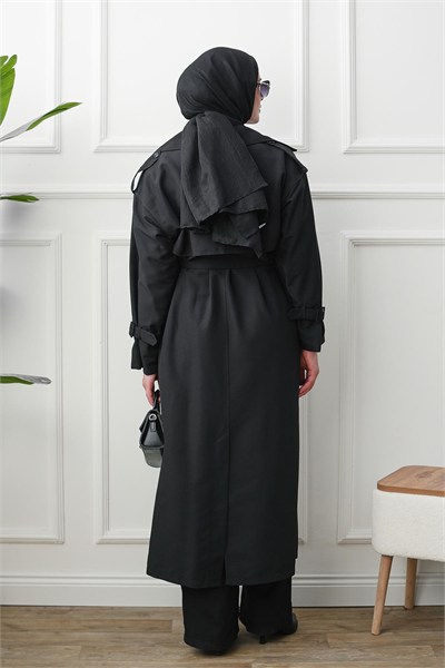 Oversize Trençkot - Siyah