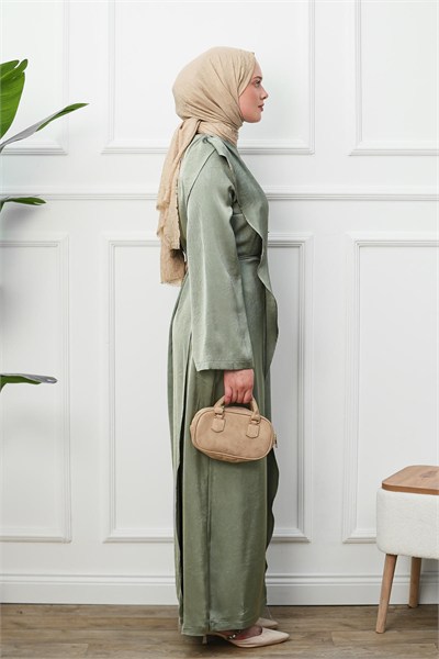 Saten Tulum Elbise - Mint Yeşili